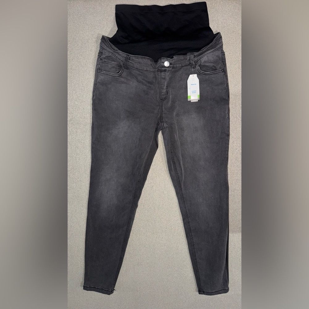 Time and Tru size large Women's gray black Maternity Skinny Jeans NWT - Picture 1 of 4